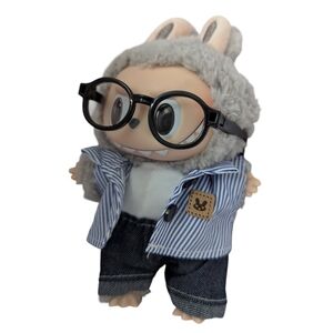 Labubu Brand New Outfit with Glasses and Striped Shirt